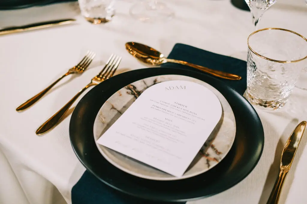 Wedding Menu On Plate | Unique Norfolk Venues